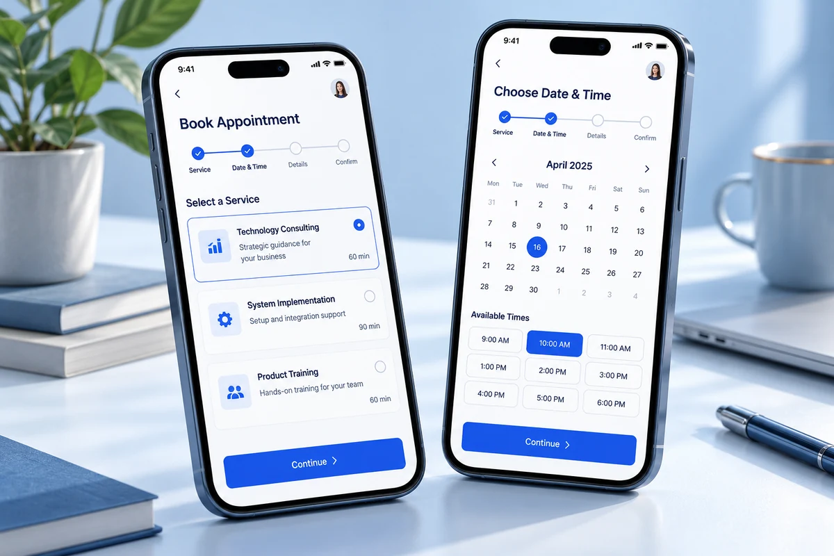 Illustrative device mockup for: Why booking and ordering systems matter for service businesses