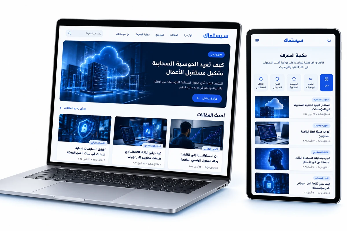 موكاب لابتوب وتابلت يعرضان مكتبة مقالات سيستمك التقنية بالعربية