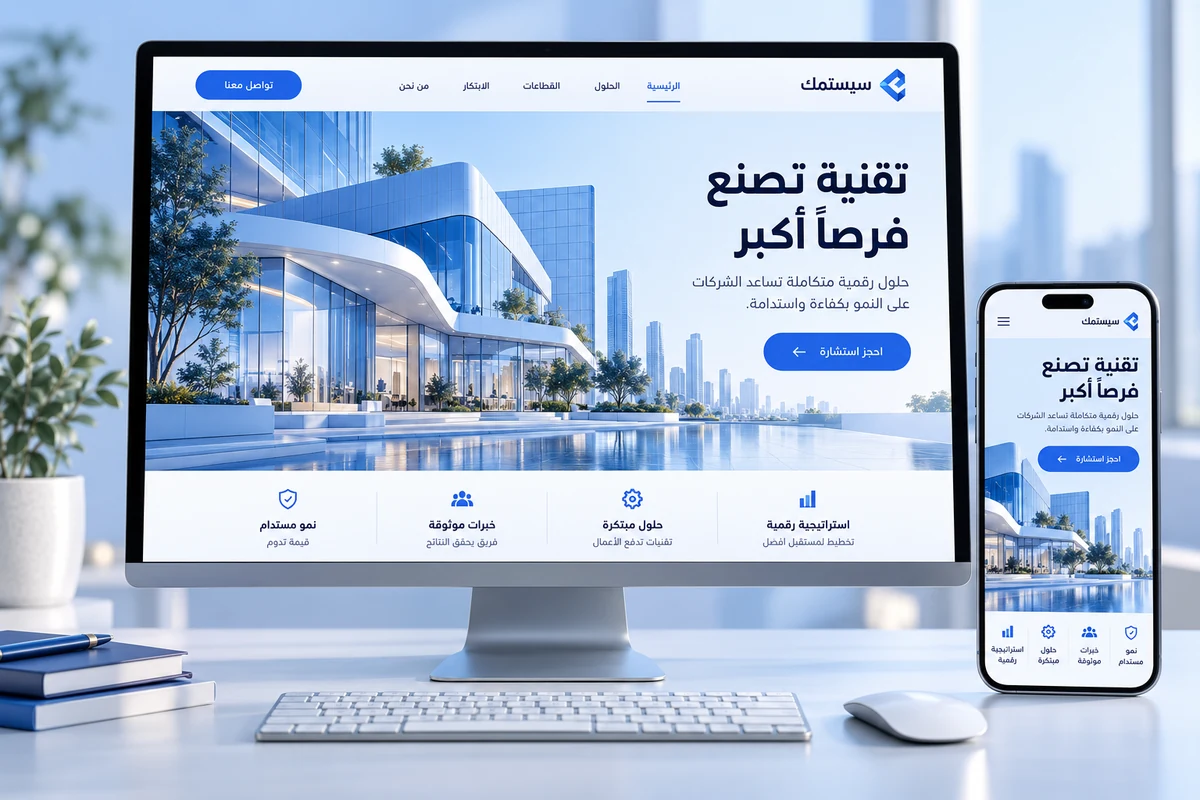 موكاب توضيحي لموضوع: ليه شركتك محتاجة موقع بيع فعلي مش مجرد صفحة تعريف؟